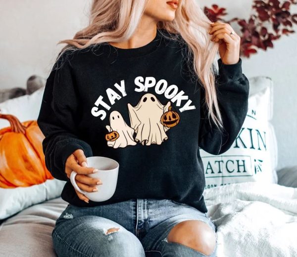 Stay Spooky Sweatshirt, Halloween Sweatshirt, Halloween Gift Hoodie, Womens Halloween Sweatshirt, Spooky Season Shirt, Ghost Halloween